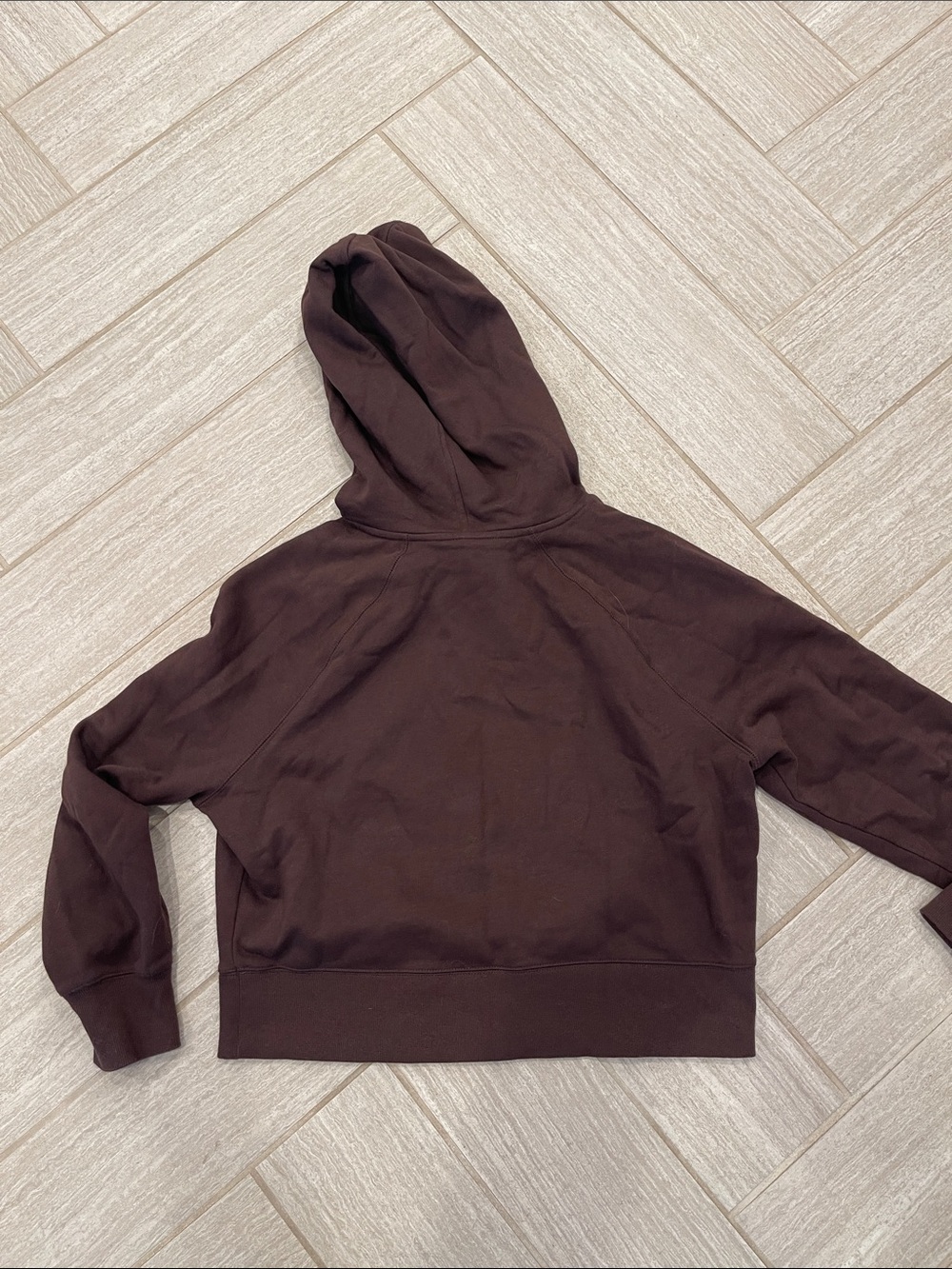 Women's Cropped Hooded Sweatshirt - Chocolate Brown - Picture 3 of 3
